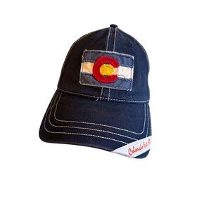 Colorado Flag Hat Rocky Mountains Strapback Hat Adjustable Fit Navy &‎ Beige